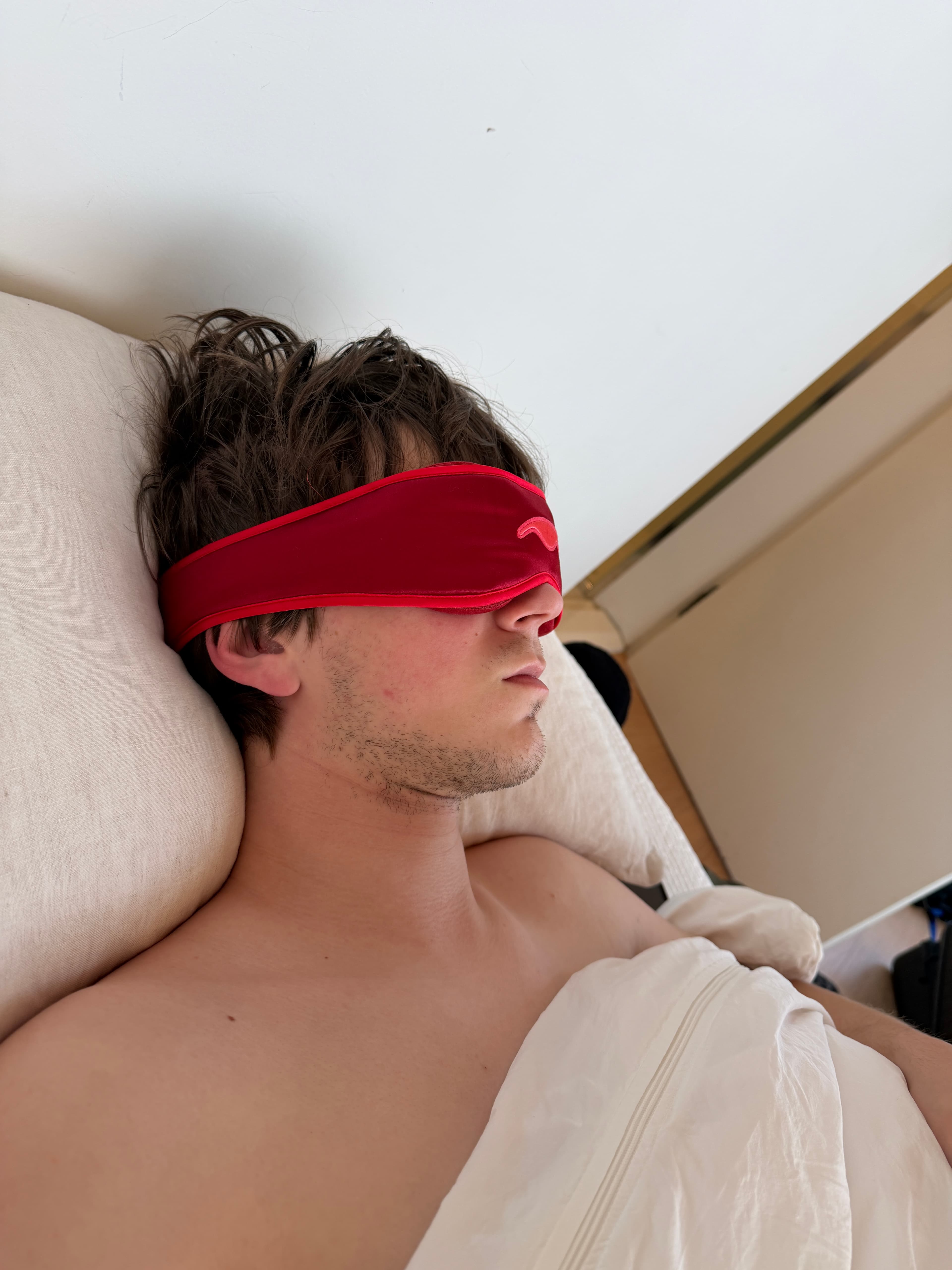 calvin sleeping w/ diva mask